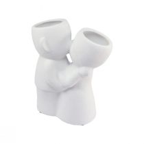 Article Vase Double Vase Blanc Couple Embrassant Céramique H23,5cm