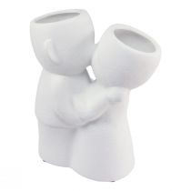 Article Vase Blanc Couple S&#39;embrassant Double Vase Céramique H29cm