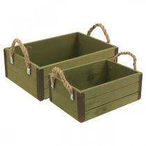 Article Jardinière vintage en bois vert L24/30cm set de 2