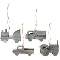 Article Voitures décoratives vintage en métal à suspendre, tailles assorties, 9-10 cm, lot de 4