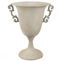 Article Tasse décorative vintage avec anses décoration métal gris H30cm