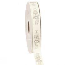 Article Ruban décoratif casse-noisette vintage crème pour emballage cadeau festif, largeur 15 mm, longueur 20 m