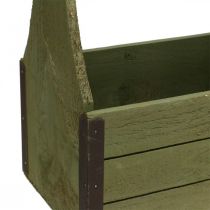 Boîte à plantes vintage boîte à outils en bois vert olive 28×14×31cm