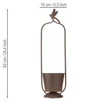 Article Jardinière vintage avec tuteur et libellule Métal Ø16/H62cm