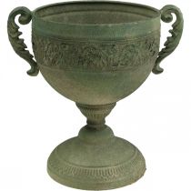 Vintage Coupe Jardinière Métal Rustique Gobelet avec Anses H26cm Ø19cm
