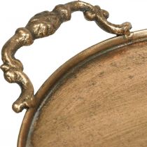 Plateau vintage, plateau déco doré, plateau bougie H2cm Ø25/21cm lot de 2