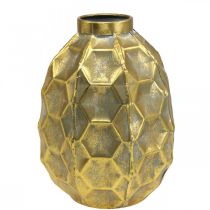 Article Vase vintage vase fleur doré aspect nid d&#39;abeille Ø22.5cm H31cm