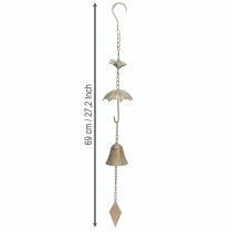 Article Carillon éolien vintage en métal avec parapluie et cloche 70 cm