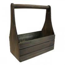 Boîte à fleurs vintage jardinière en bois marron 28×14×31cm