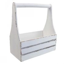 Boîte à fleurs vintage jardinière en bois blanc 28×14×31cm