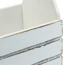 Boîte à fleurs vintage jardinière en bois blanc 28×14×31cm