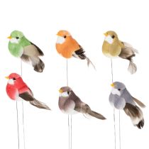 Article Oiseaux décoratifs, décorations artificielles pour le printemps, avec plumage en plastique coloré