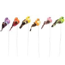 Article Oiseau artificiel en fil de fer pour loisirs créatifs, décoration colorée pour toutes les saisons, 8 cm, lot de 12.