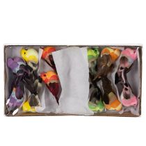 Article Oiseau artificiel en fil de fer pour loisirs créatifs, décoration colorée pour toutes les saisons, 8 cm, lot de 12.