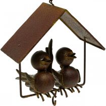 Article Déco oiseaux à suspendre rouille déco métal marron 14.5×16cm