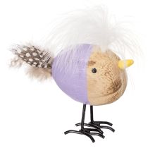 Article Oiseau décoratif en bois avec plumes et corps coloré, pour décoration de table, 10 cm, lot de 6