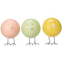 Article Figurines décoratives de poussins, idéales pour égayer le printemps et Pâques, 12 cm, lot de 3.