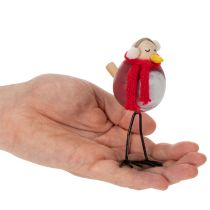 Article Figurine décorative d'oiseau avec écharpe, décoration hivernale, 11 cm, lot de 4