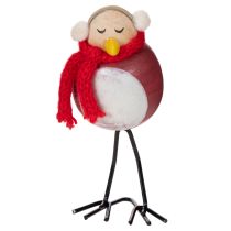 Article Figurine décorative d'oiseau avec écharpe, décoration hivernale, 11 cm, lot de 4