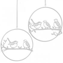 Oiseau déco fenêtre décoration ressort, métal blanc Ø12cm 4pcs