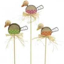 Article Bouchon de fleur d&#39;oiseau Décoration de printemps en bois Oiseau décoratif sur bâton 8 cm 12 pièces