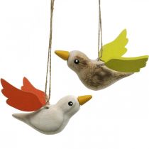Déco oiseaux bois à suspendre oiseau décoration printanière 10.5cm 6pcs
