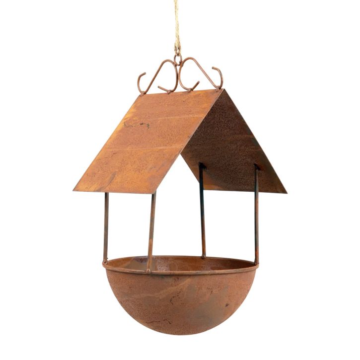 Nichoir décoratif bain d&#39;oiseaux patine décoration de jardin 18,5×20×33cm