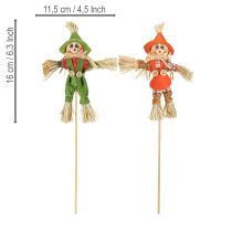 Article Tuteurs de fleurs épouvantail vert orange H16cm 16 pcs