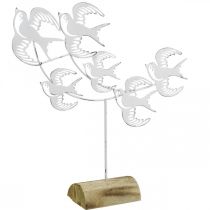 Hirondelles, décorations de table, décorations oiseaux à poser Blanc, couleurs naturelles Shabby Chic H33.5cm L32.5cm