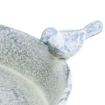 Article Bain d&#39;oiseaux Décoration Métal Coeur Blanc Bleu Suspendu Ø21.5cm