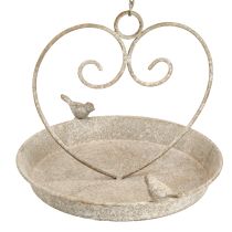 Article Bain d&#39;oiseaux en métal avec coeur à suspendre antique Ø21,5cm