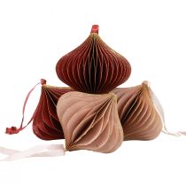Article Boules décoratives en papier alvéolé rose et bordeaux, Ø8cm, lot de 4