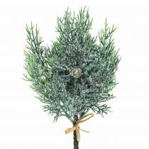 Branche déco genévrier avec cônes vert glacé, bleu délavé 25cm 2pcs.