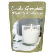 Article Granulés de cire blanche sable pour bougies avec mèche 400g