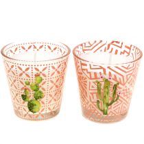 Article Bougie de cire en verre cactus Ø 6,5 cm 2 p.