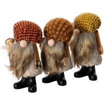 Article Figurine de gnome avec barbe et chapeau pointu, 10 cm, 3 pièces