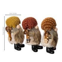 Article Figurine de gnome avec barbe et chapeau pointu, 10 cm, 3 pièces