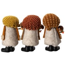 Article Figurine de gnome avec barbe et chapeau pointu, 10 cm, 3 pièces