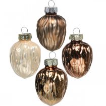 Article Ornements de sapin de Noël noyer déco pendentif verre 4.5cm 6pcs