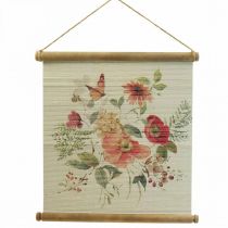 Article Image murale en bois avec décoration murale fleurs H44×L42cm