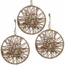 Décoration murale style bohème, anneau décoratif ruban de jute Ø23cm 5pcs