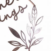 Article Anneau décoratif mural « Sentiments d'été », décoration estivale en métal à suspendre, Ø 49 cm, rose métallisé et turquoise