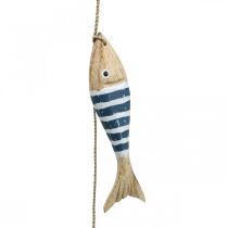 Cintre déco maritime poisson en bois à suspendre bleu foncé L123cm