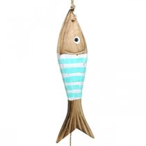 Article Cintre décoratif maritime poisson en bois à suspendre turquoise L123cm