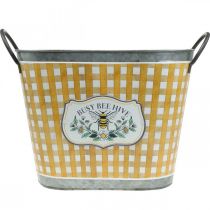 Article Cache-pot ovale abeille damier décoration d'été jardinière 38×24×29cm