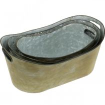 Article Lot jardinière bac cuivré/blanc L32.5cm/36.5cm/41.5cm