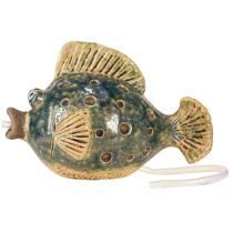 Article Figurine Gargouille Poisson en céramique Bleu Marron 20×11×13,5cm