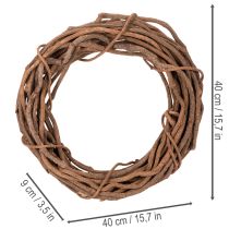 Article Couronne en osier naturel, idéale pour la confection de couronnes artisanales en art floral, 40 cm