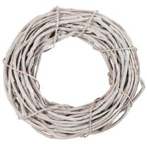 Article Couronne décorative en osier, composée de branches blanchies à la chaux, 40 cm