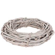 Article Couronne décorative en osier, composée de branches blanchies à la chaux, 40 cm